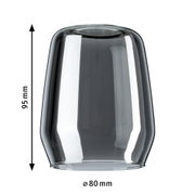 Transparent grey glass lampshade 95 mm high and 80 mm diameter for lighting fixtures
