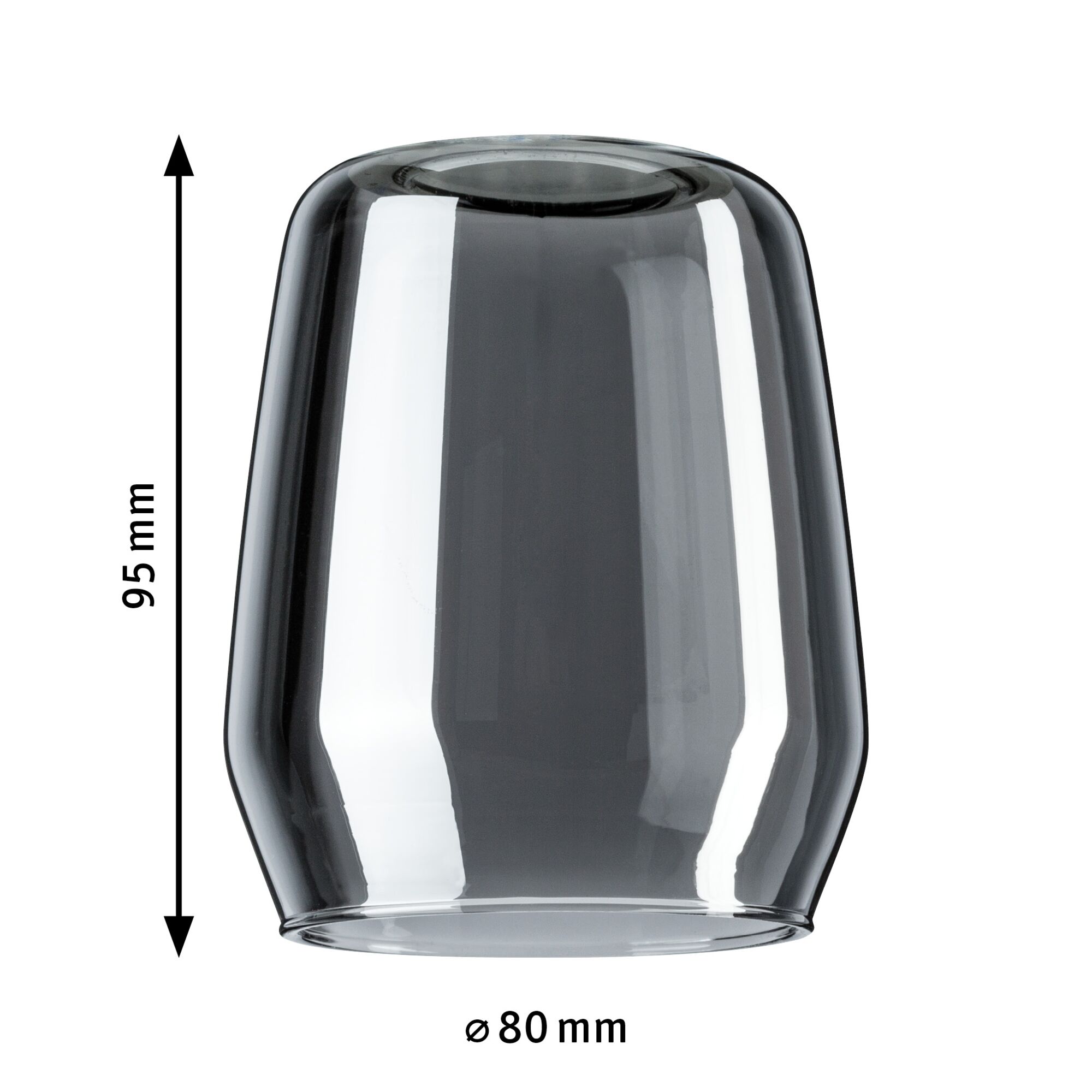 Transparent grey glass lampshade 95 mm high and 80 mm diameter for lighting fixtures