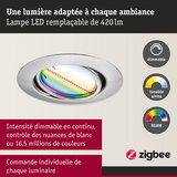 Spot LED encastrable en métal brossé avec contrôle dimmable RGBW et blanc réglable