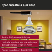 Spot encastré modulaire avec ampoule GU10 blanche et câble noir pour éclairage LED