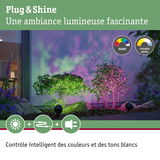 Projecteurs LED RGBW noirs pour extérieur avec effets colorés et lumière blanche réglable pour jardin