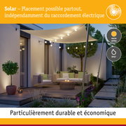 Guirlande lumineuse solaire extérieure avec lumière blanc chaud, étanche IP67, idéale pour jardin et terrasse