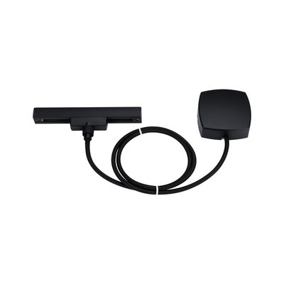 Black LED track lighting system with cable and power box for versatile lighting setups