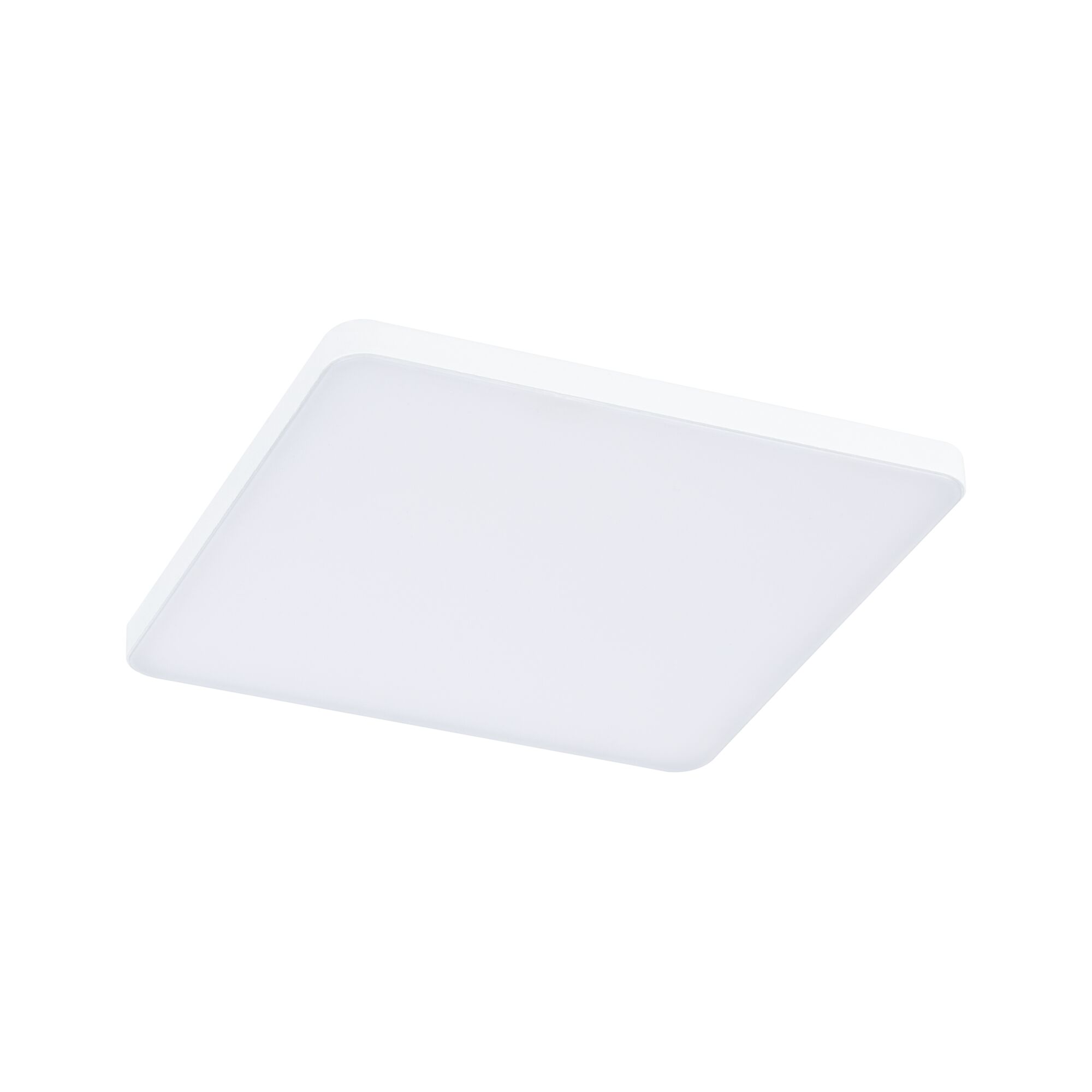 Square white LED ceiling light with plastic diffuser for modern room lighting