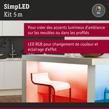 Kit LED RGB 5 m pour accents lumineux sur meubles et éclairage d’ambiance à changement de couleur