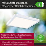 Plafonnier LED carré blanc avec haute efficacité énergétique classe B et technologie respectueuse de l’environnement