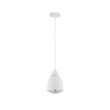 Hvid metalpendel med rund form og ventilationshuller, moderne indendørs belysning