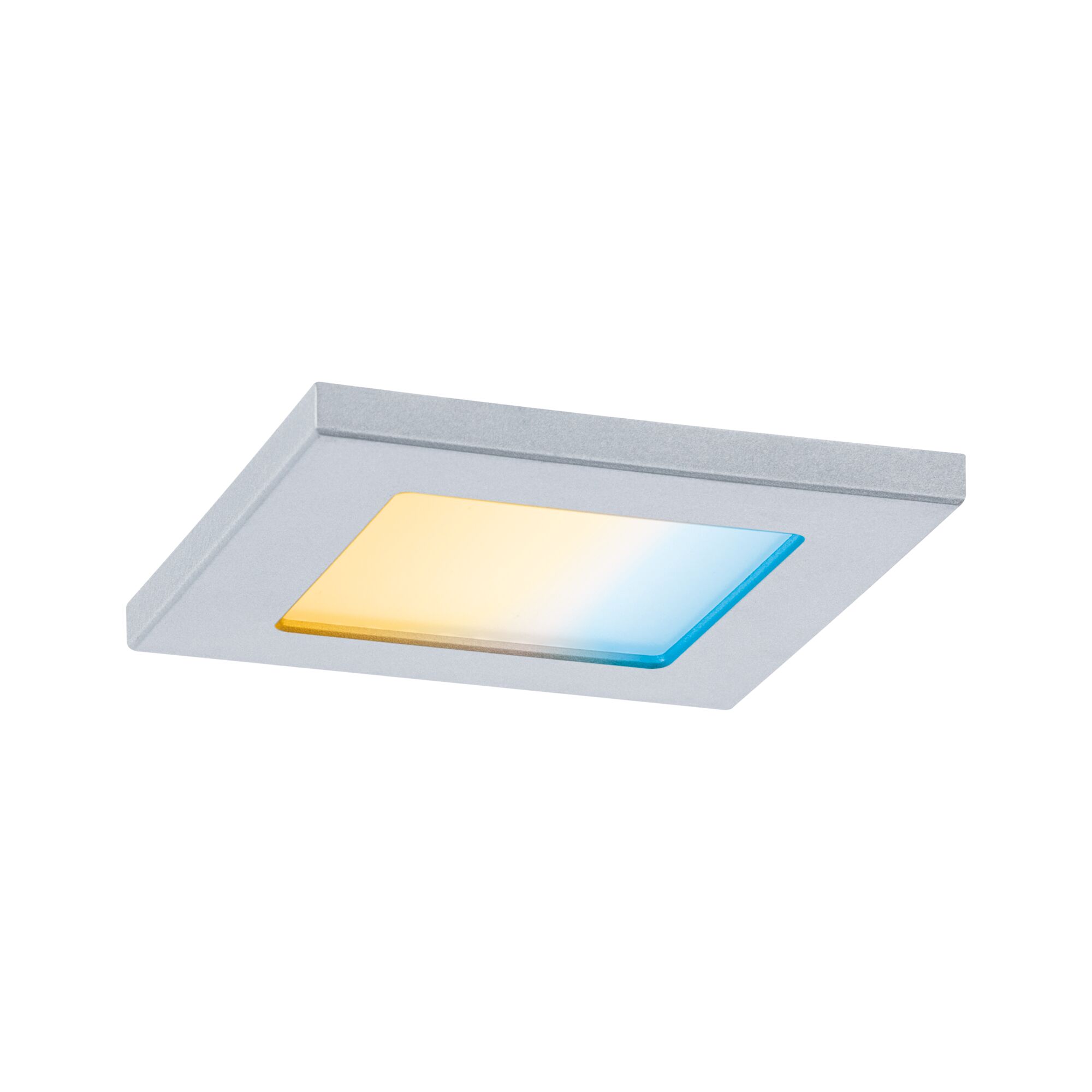 Square silver LED ceiling light with warm and cool white light for modern home lighting