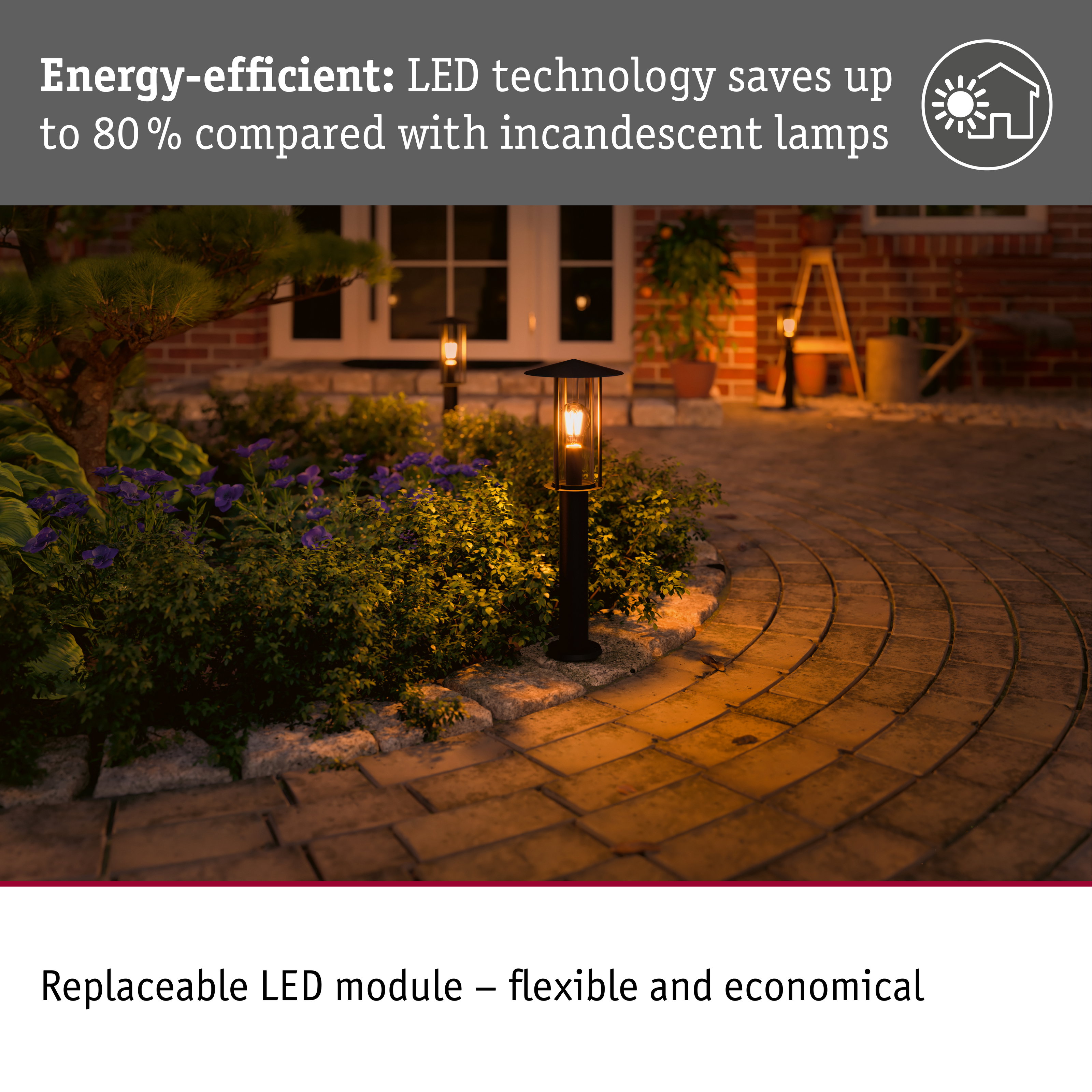 Bollard light Classic insect friendly IP44 500mm 2200K 4,3W 420lm 230V Black E27 Metal