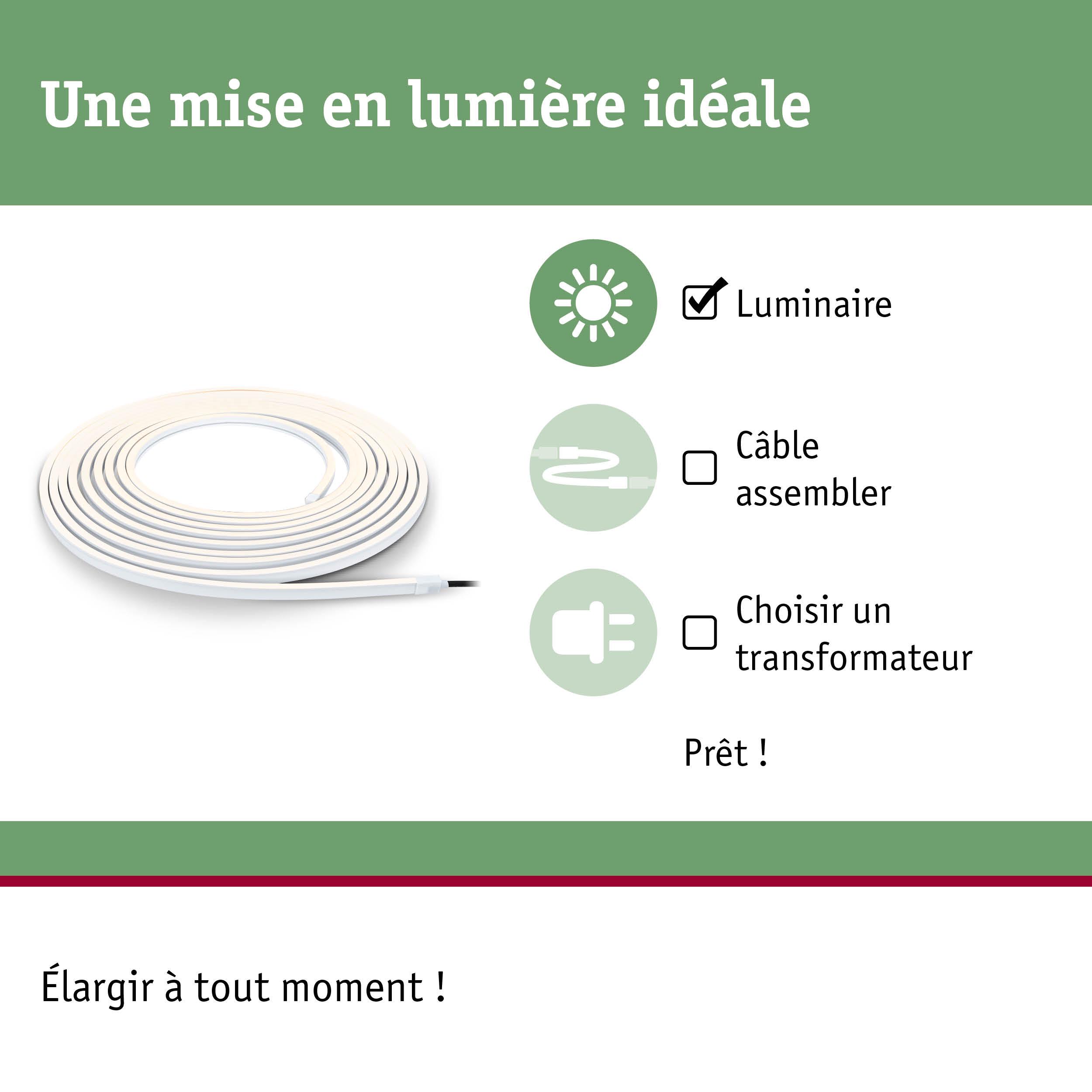 Bande lumineuse LED blanche comme luminaire avec installation simple sans câble ni transformateur