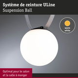 Suspension ULine Ball ronde avec lumière blanc chaud, idéale pour salon et salle à manger
