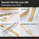 MaxLED 500 Full-Line COB LED-strip met 480 LEDs/m, plakband aan achterkant, om de 5 cm knipbaar, eenvoudig te verbinden