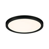 Ronde LED-plafondlamp met zwart metalen frame en warm wit licht voor moderne binnenverlichting