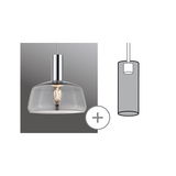 Modern pendant light with smoked glass and chrome metal for stylish indoor lighting
