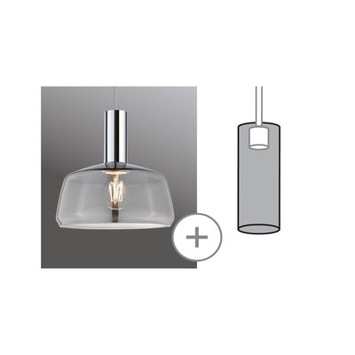 Modern pendant light with smoked glass and chrome metal for stylish indoor lighting