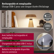 Lampe de table beige avec câble USB-C et batterie rechargeable pour un éclairage durable