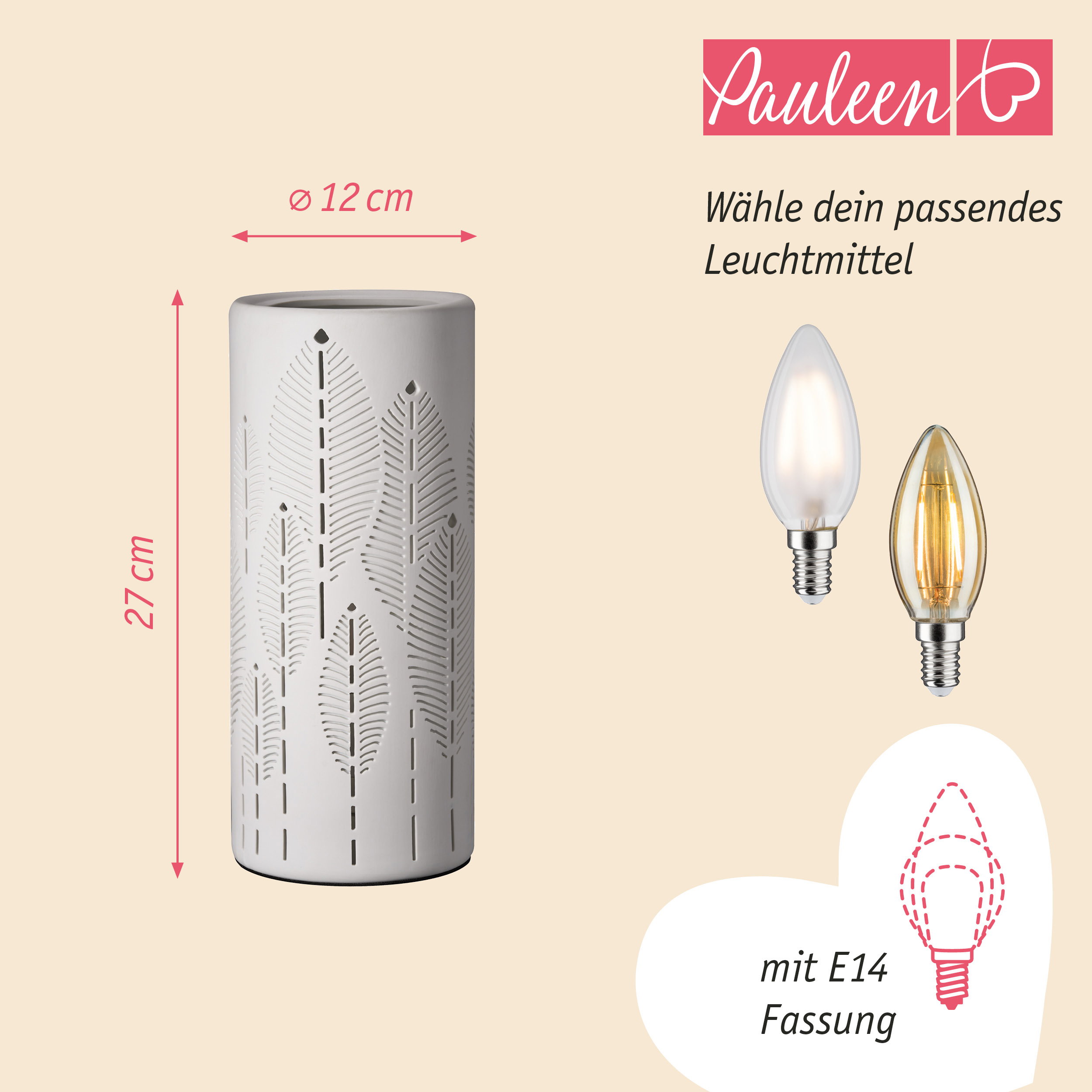 Paulmann Pauleen Tischleuchte Warm Sunkiss E14 max. 20W Weiß matt
