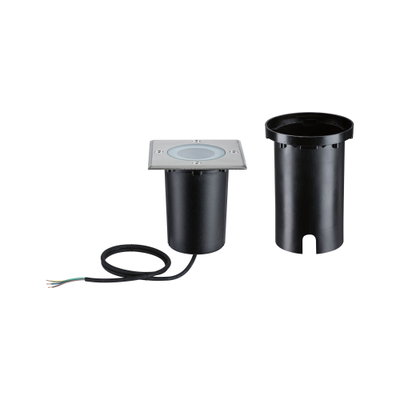 Spot encastré LED carré en acier inoxydable avec boîtier plastique noir et câble