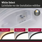 Weißer Lichtschalter mit einstellbarer Lichtfarbe vor Installation, zeigt Warmweiß, Neutralweiß, Tageslichtweiß