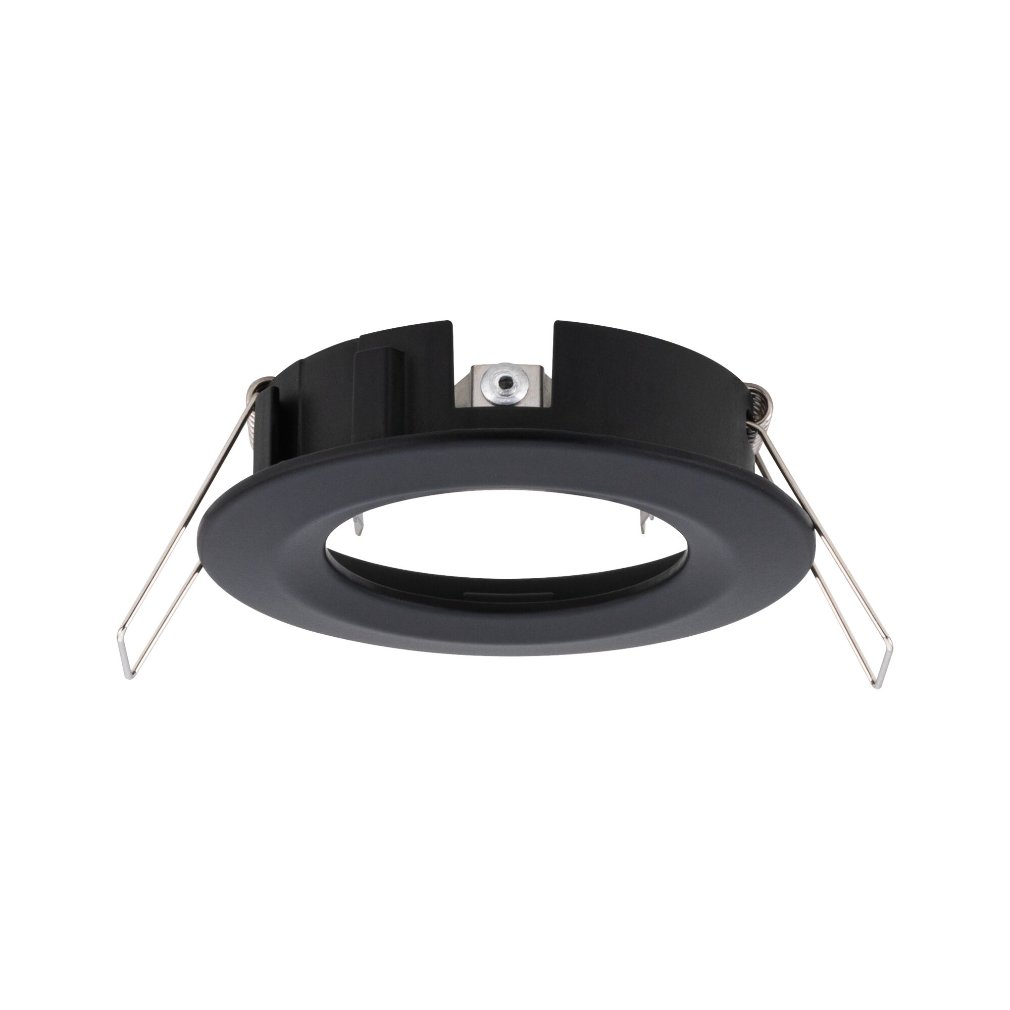 Black metal recessed spotlight with spring clips for LED ceiling installation lighting