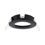 Black metal recessed frame with spring clips for LED downlight installation