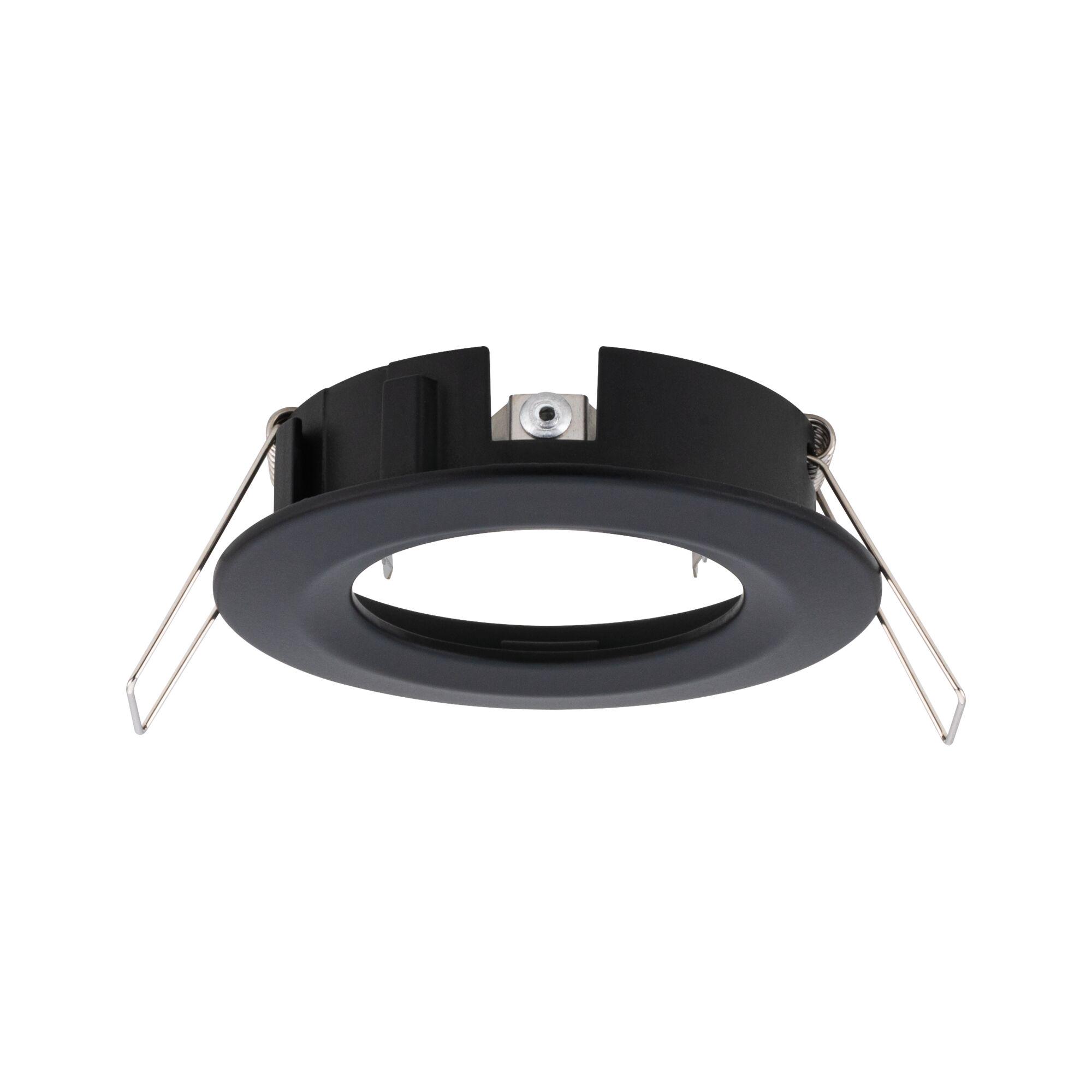 Black metal recessed frame with spring clips for LED downlight installation
