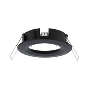 Black metal recessed frame with spring clips for LED downlight installation