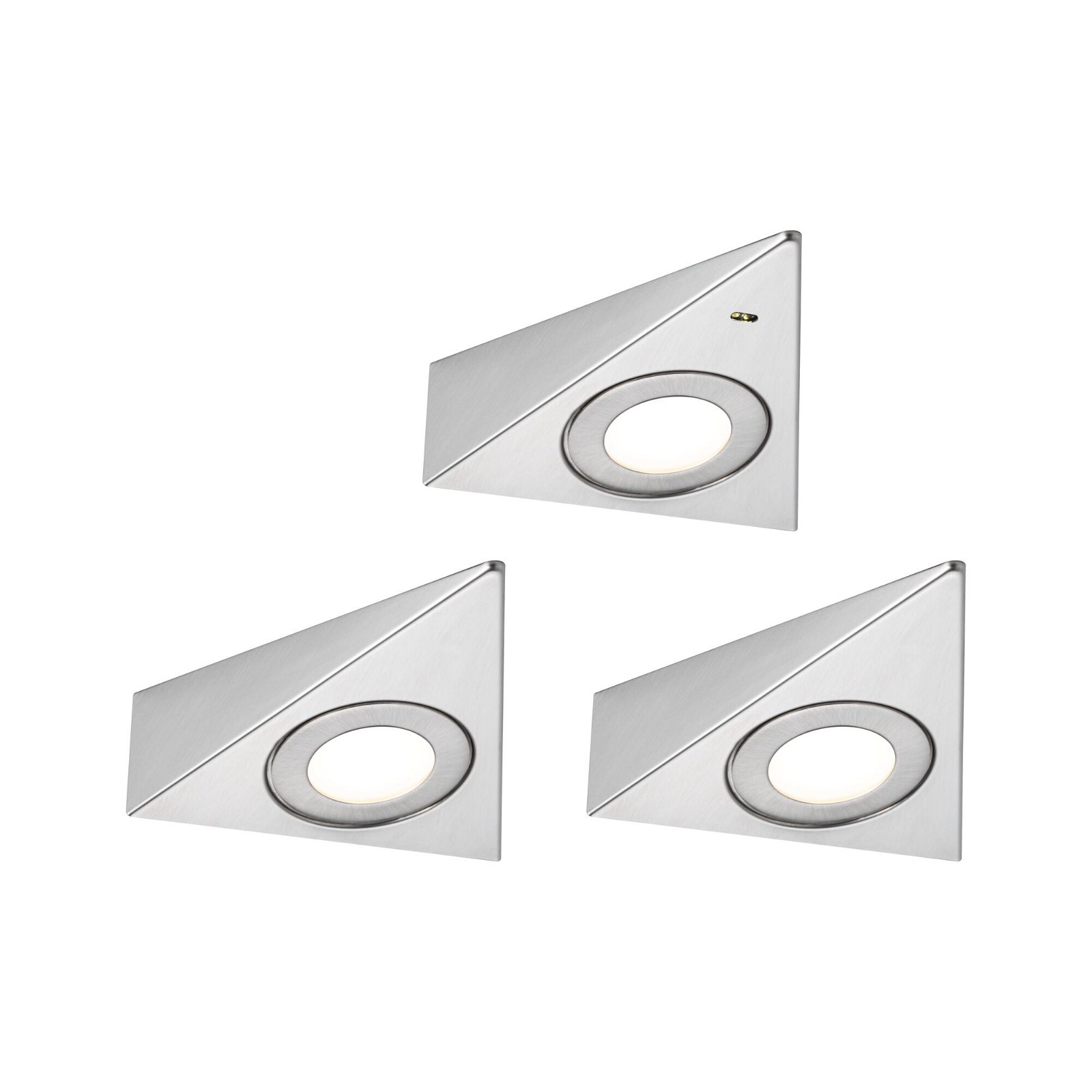 LED Under-cabinet luminaire Trias Proximity switch 3-piece set 3x2,7W 135x132mm 3x185lm 230/12V Brushed iron