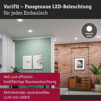 VariFit LED-Einbauleuchten mit neutralweißem Licht 4000K für effiziente Raumbeleuchtung in modernem Wohnzimmer