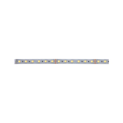 Flexible LED-Lichtleiste mit warmweißen LEDs auf silberner Platine für moderne Beleuchtungslösungen