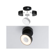 Modularer schwarzer LED-Deckenstrahler mit warmweißem Licht und abnehmbaren Seitenteilen zur Montage
