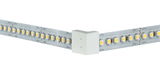 LED strip with white plastic corner connector for 24V lighting systems, flexible light solution