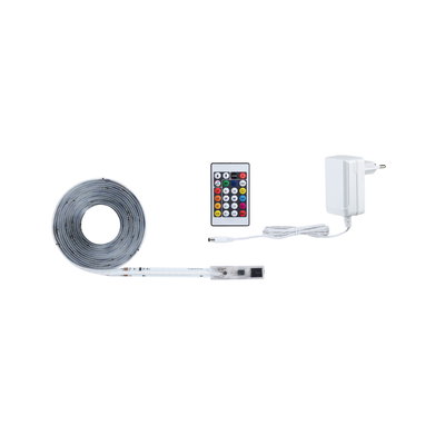 Bande LED blanche avec télécommande et adaptateur secteur pour éclairage d'intérieur polyvalent et changement de couleur