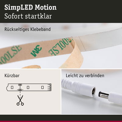 SimLED Motion LED-Lichtband mit rückseitigem Klebeband, zuschneidbar und leicht verbindbar mit Steckern
