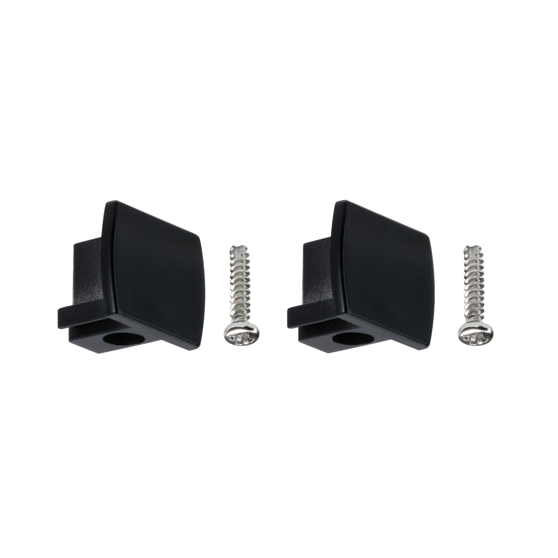URail Connector 2-piece set End caps 2-piece set 13x21mm Black matt Two black plastic end caps with screws for LED track lighting accessories in black