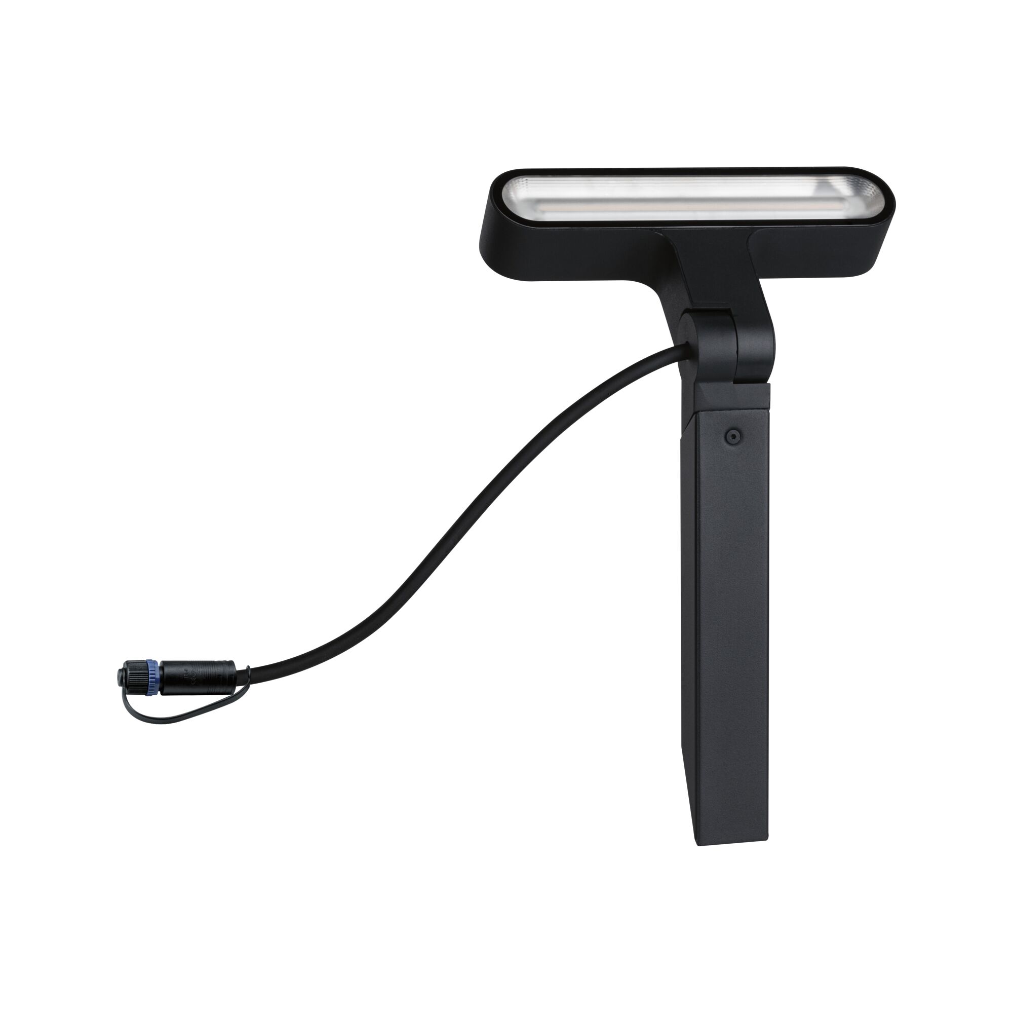 Black LED outdoor spike light with cable for garden and exterior lighting solutions