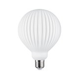 White LED bulb with ribbed surface and E27 base for decorative lighting use