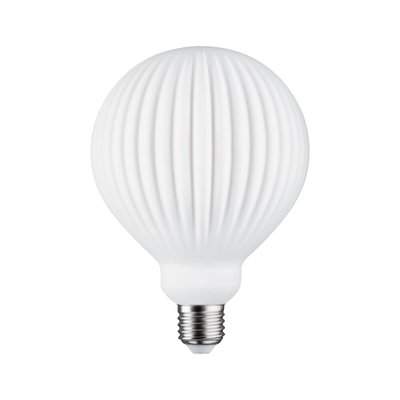 Witte LED-lamp met geribbelde oppervlakte en E27-fitting voor decoratieve verlichting