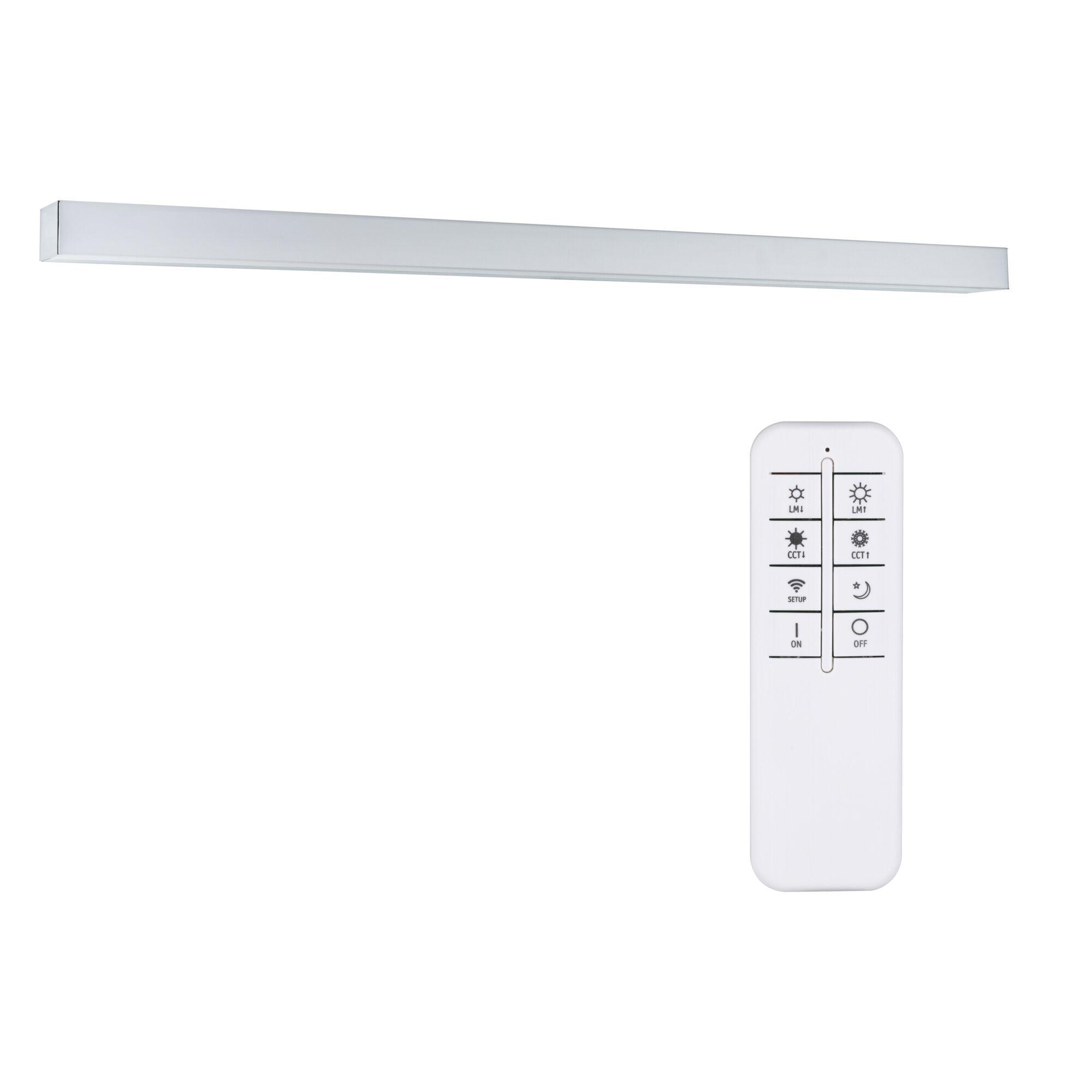White metal LED wall light with remote control for dimming and colour temperature adjustment
