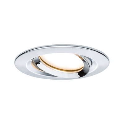 Round recessed spotlight in chrome metal with adjustable head for versatile lighting solutions