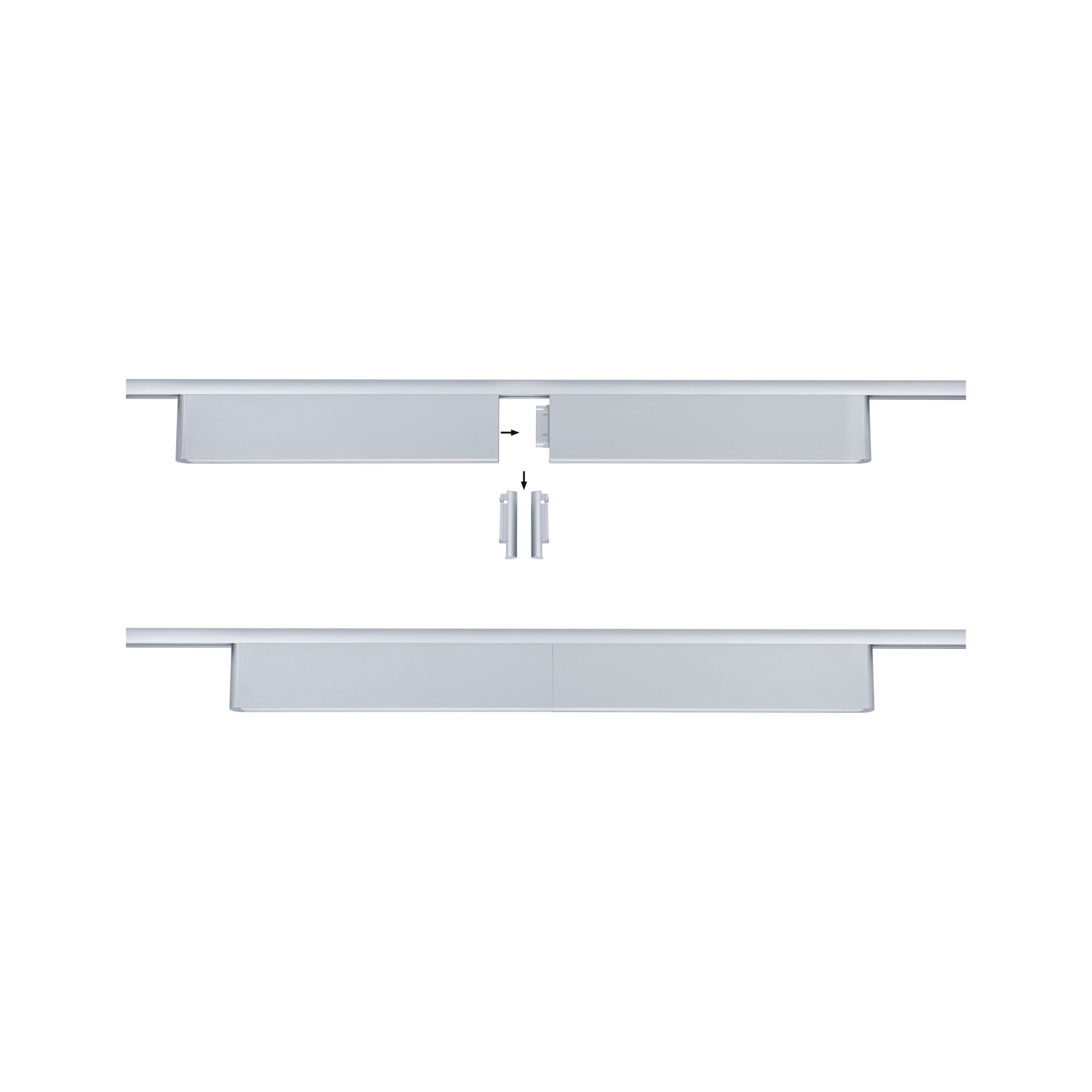 Modular white aluminium lighting system with connector for flexible lighting setups