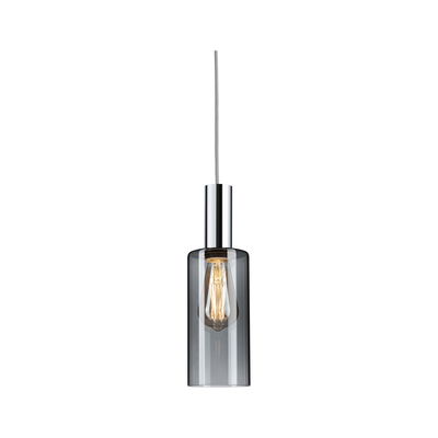 Modern pendant light with smoked glass and chrome metal for stylish interior lighting