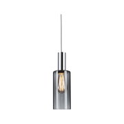 Modern pendant light with smoked glass and chrome metal for stylish interior lighting