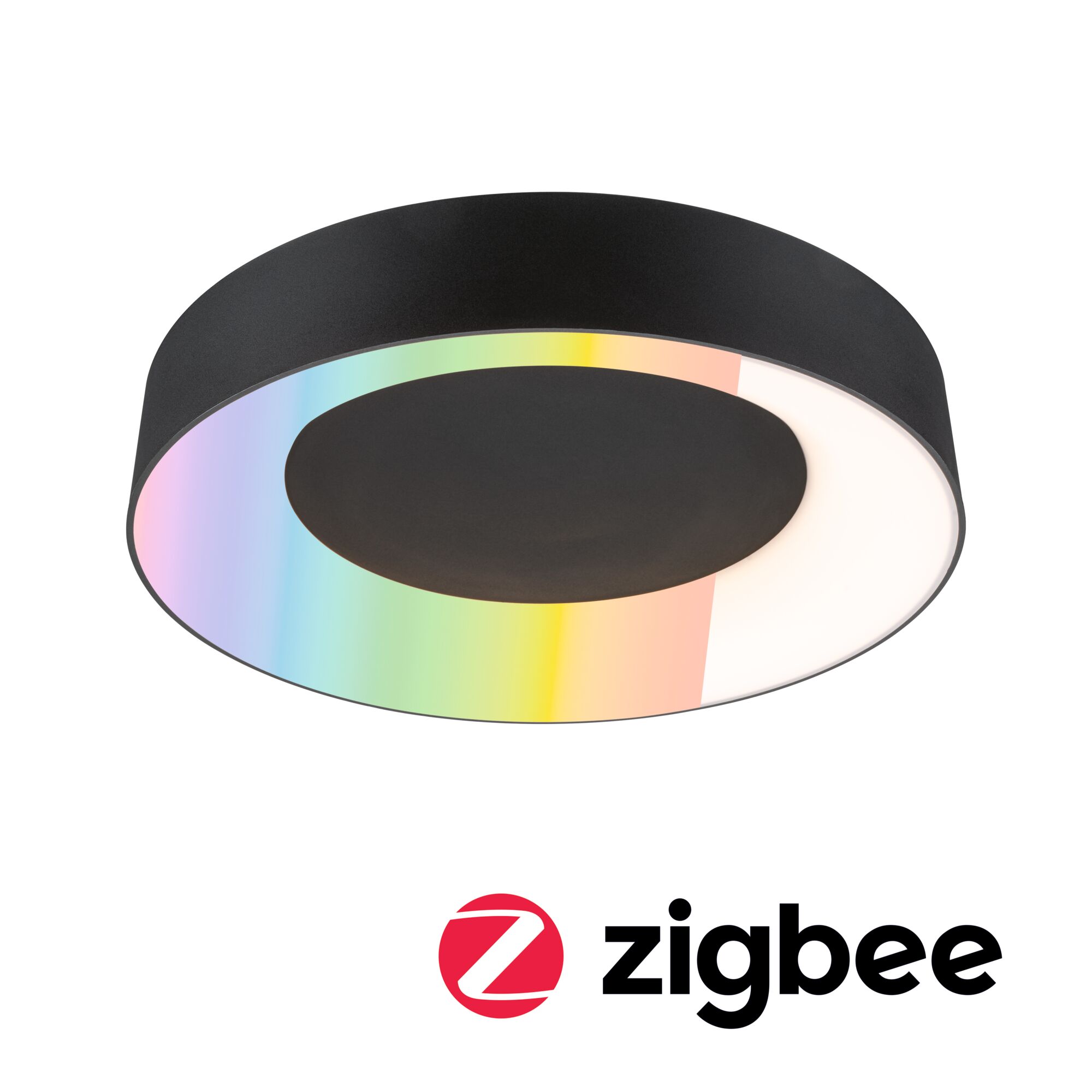 LED Deckenleuchte Smart Home Zigbee 3.0 Casca IP44 RGBW+ 1750lm 230V 20W dimmbar Schwarz matt Schwarze runde Deckenleuchte mit RGB-Farbwechsel und weißem Licht für smarte Beleuchtung
