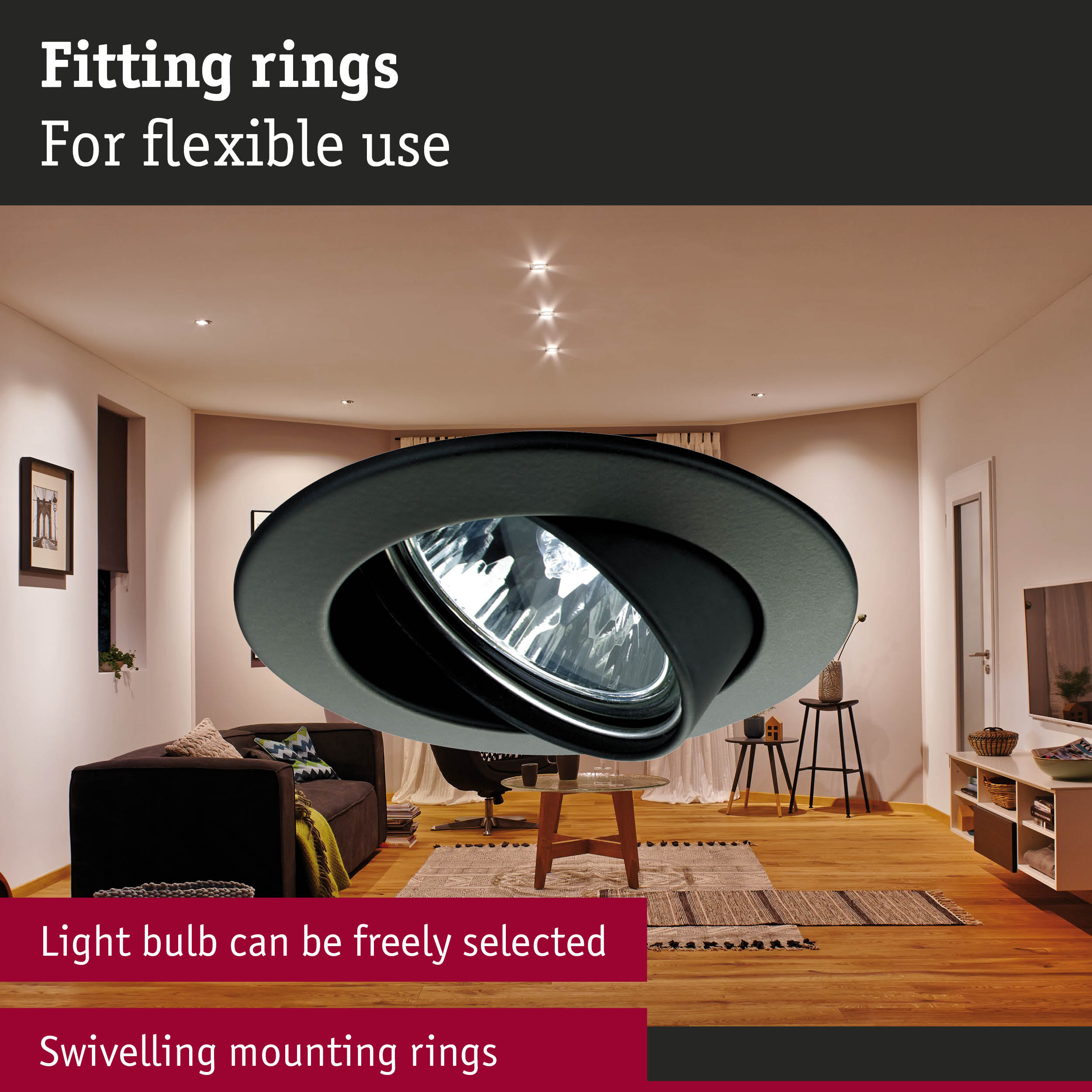 Premium Downlight Swivelling round 83mm 30° GU5,3 max. 50W 230/12V dimmable Black