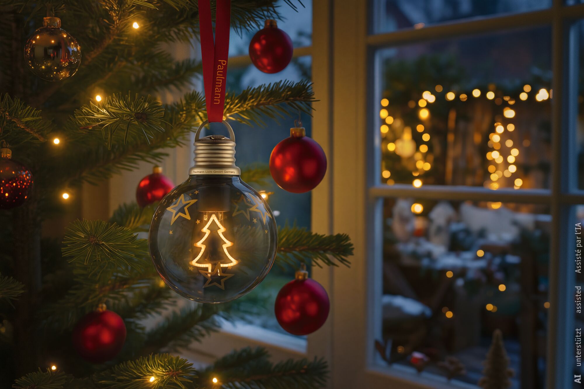 Batterijlamp Kerstbal Tree Bruin, Goud 100mm 2200K