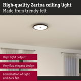 Zarina ceiling light made of light and dark grey felt with flat elegant design and high light output