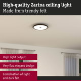 Zarina ceiling light made of light and dark grey felt with flat elegant design and high light output