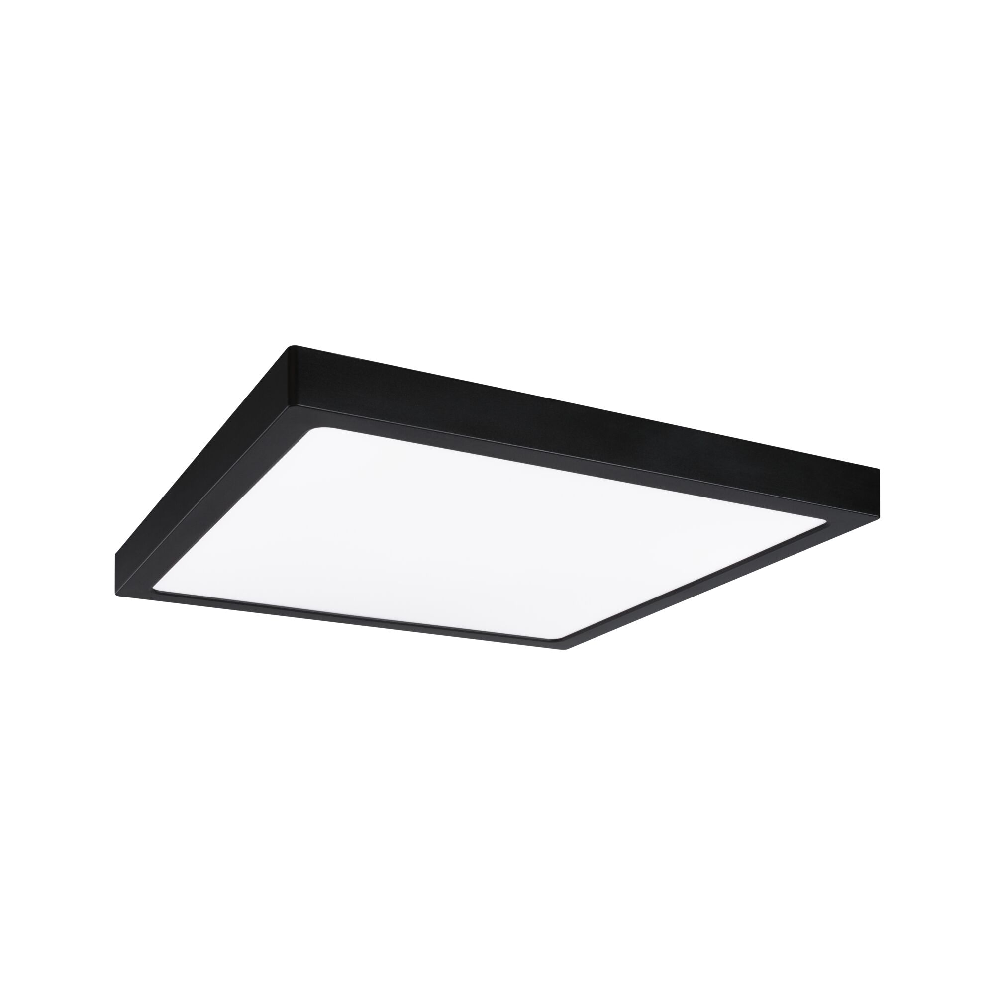Schwarze quadratische LED-Deckenleuchte mit weißem Diffusor aus Kunststoff für modernes Raumlicht