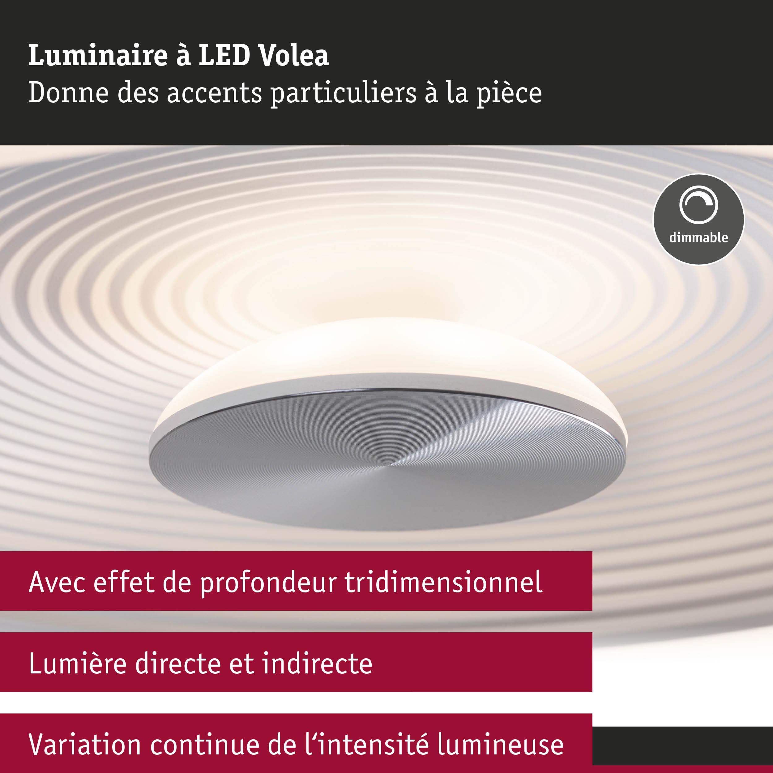 Luminaire LED Volea dimmable avec effet de profondeur 3D en blanc et gris métal pour éclairage d’ambiance
